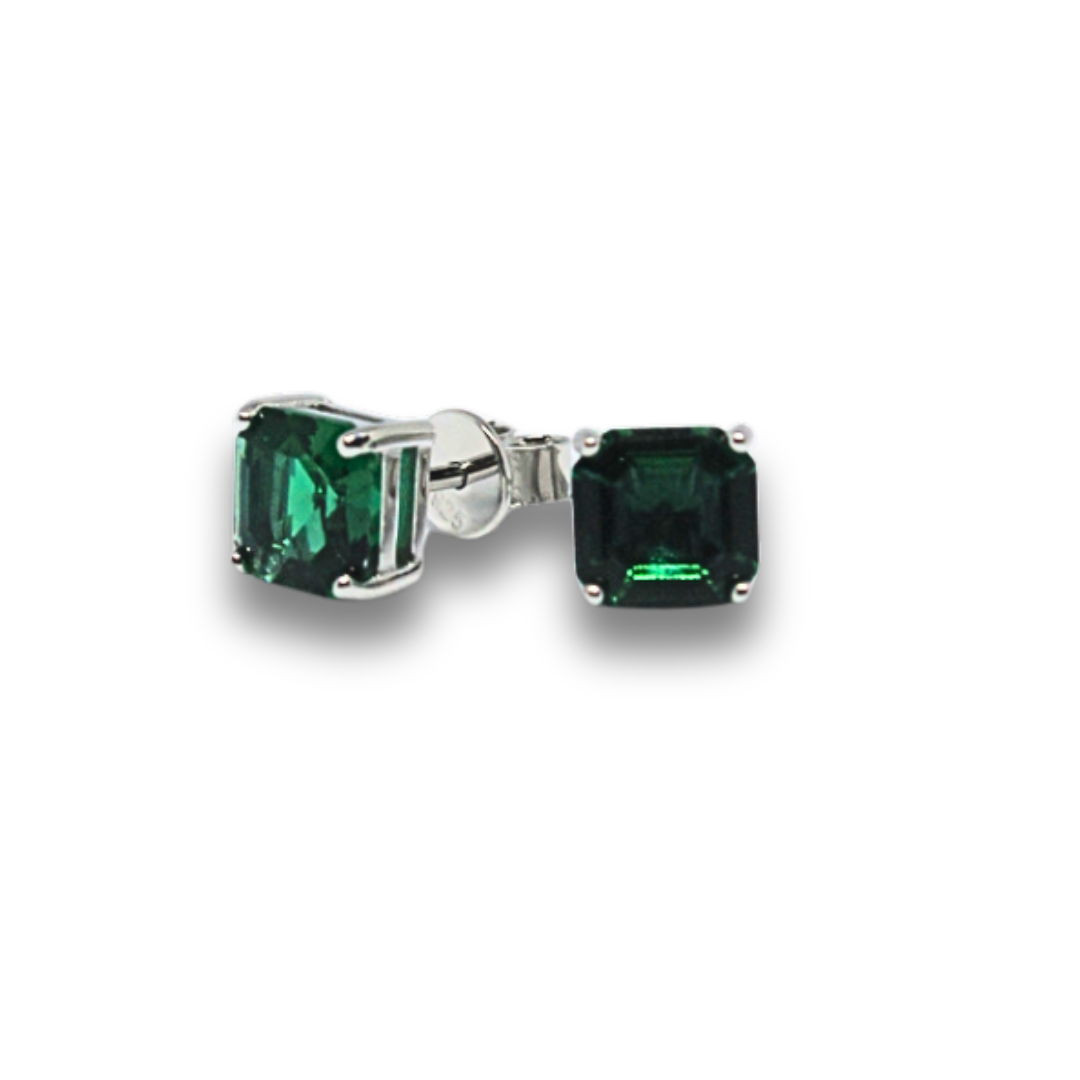 Lab Emerald Studs